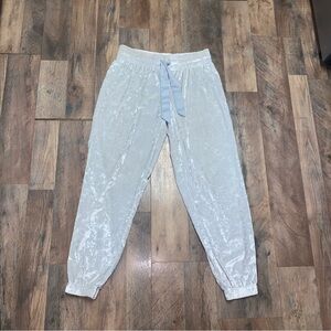 White Crushed Velvet Joggers